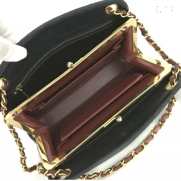 Chanel Matelasse Dark Navy VINTAGE AUTHENTIC Quilted Chain Shoulder Bag handbag - Picture 9 of 16